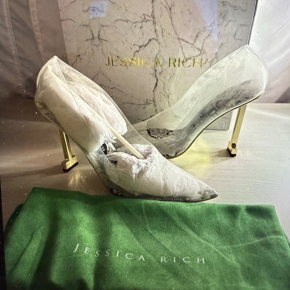 Jessica Rich White & Gold Heels Women's EU39 US9 NEW